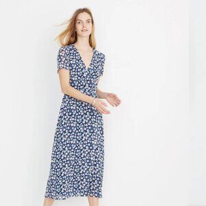 Madewell Navy Flower Midi Dress